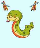 Vector cute snake cartoon vector illustration