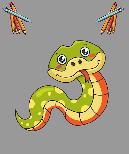 Vector cute snake cartoon vector illustration