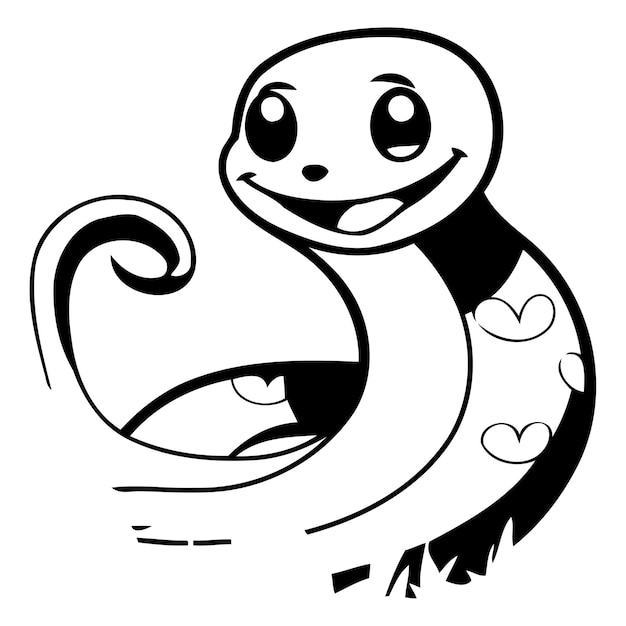 Миленькая змея в траве миленький персонаж мультфильма векторная иллюстрация