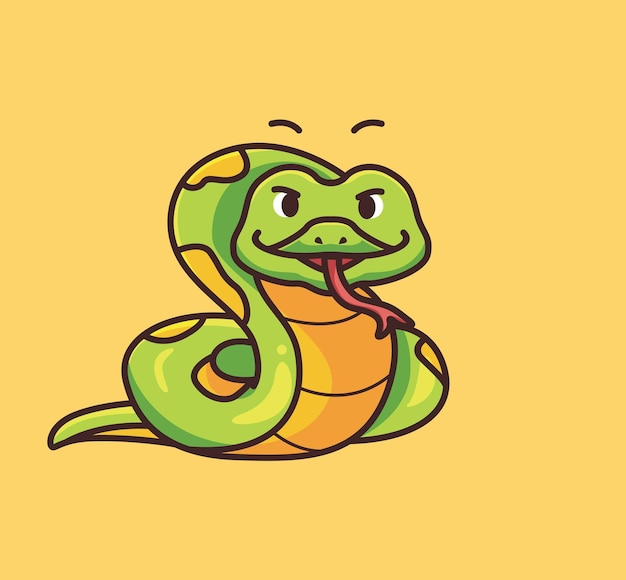 Cute snake looking to the front cartoon animal nature concept isolated illustration flat style