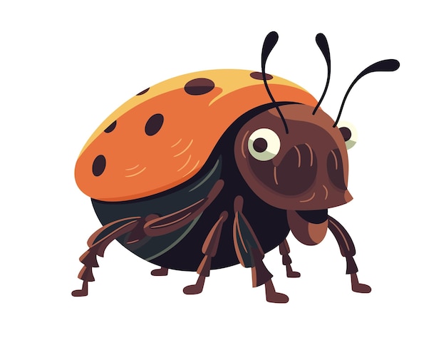 Carino coleottero muso carattere divertente bug veri tonchi isolati su sfondo bianco illustrazione del cartone animato vettoriale