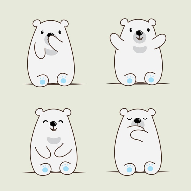 Cute snow bear cartoon character Cute grizzly wildlife animal vector illustration