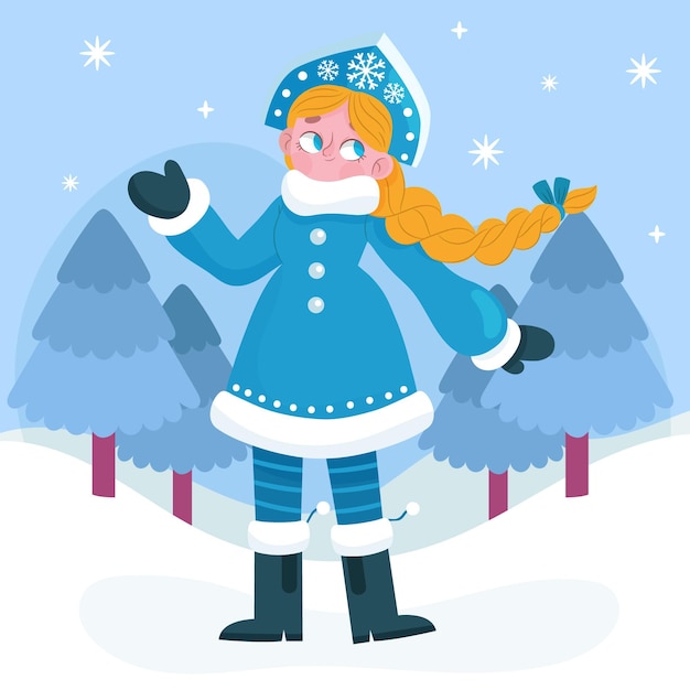 Cute snow maiden character