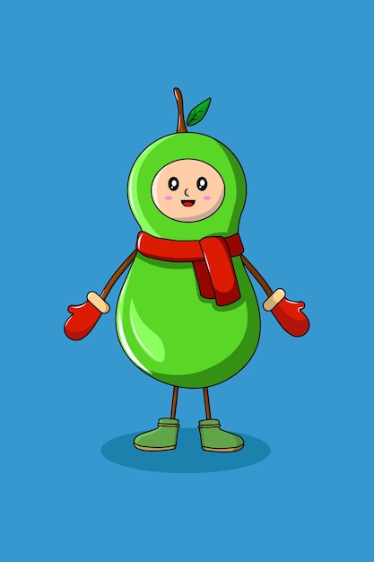 Cute Snow Pear Cartoon Illustration