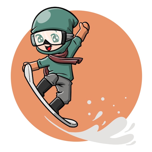 Vector cute snowboarder cartoon