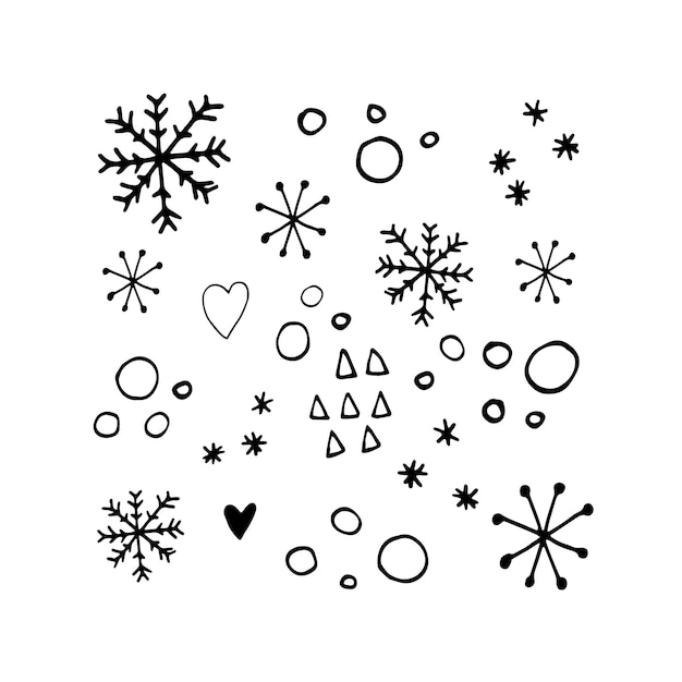 Vector cute snowflakes set in modern scandinavian style in vector design for winter decoration