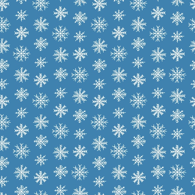 Vector cute snowflakes vector seamless pattern christmas snowflakes on blue background