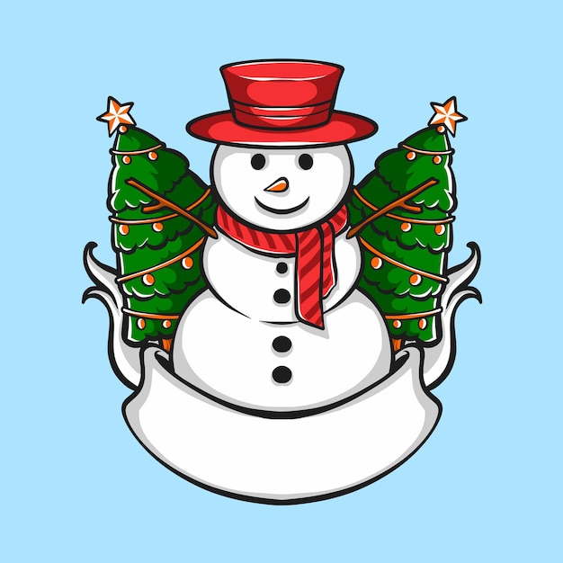 Cute snowman cartoon vector illustration