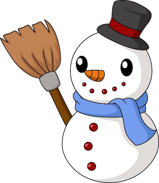 Cute snowman cartoon on white background