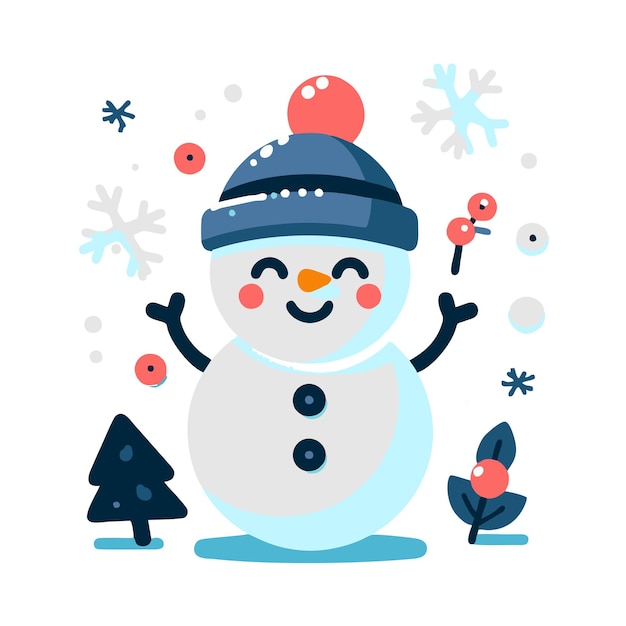 cute snowman character flat vector design