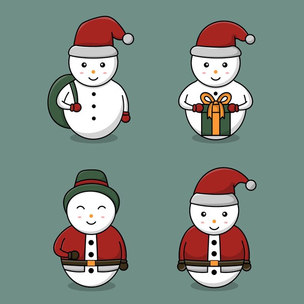 Vector cute snowman design vector collection