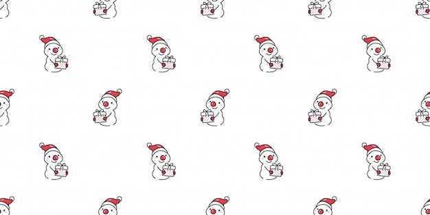 Cute snowman seamless pattern