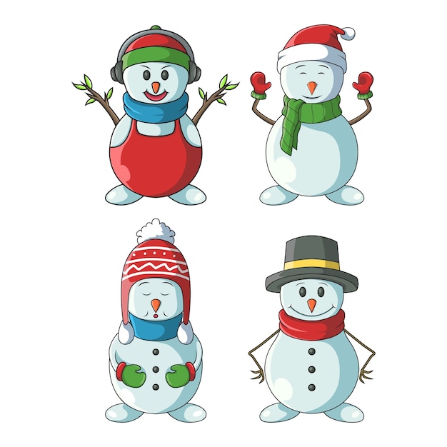 Cute snowman  set  illustration