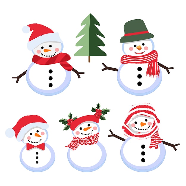 Cute Snowman set on white