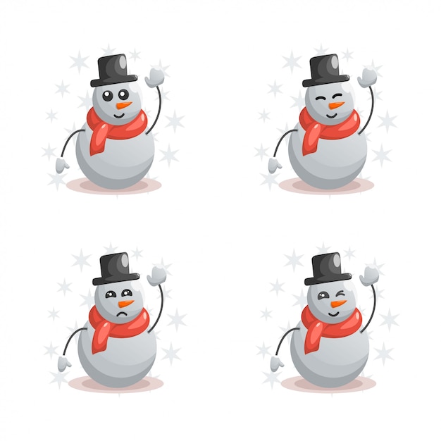 cute snowman with expressions    