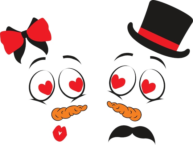 Cute snowmen couple emoji vector