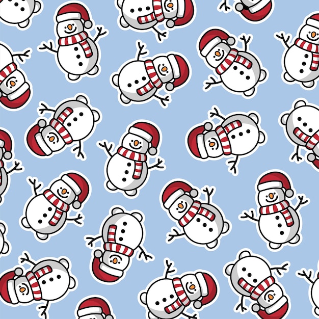 Vector cute snowmen seamless vector pattern perfect for textile wallpaper or print design