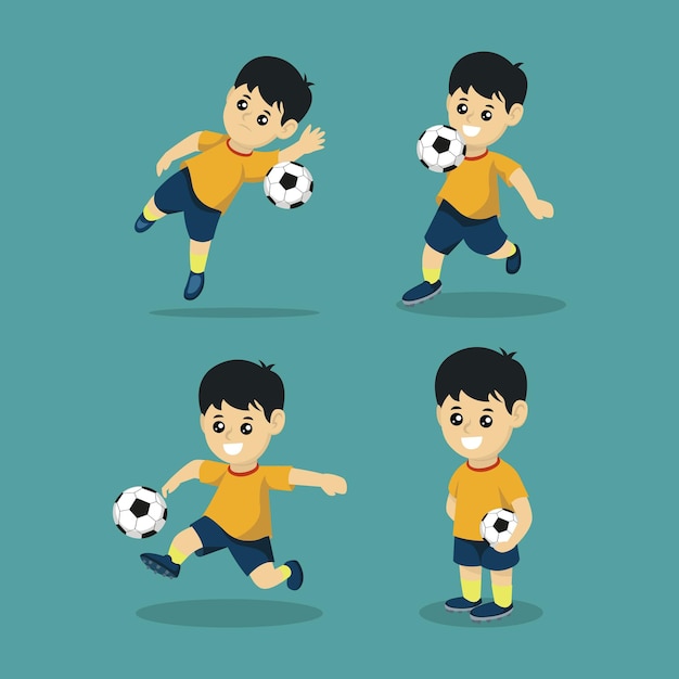 かわいいサッカー選手のマスコットのロゴデザインイラスト