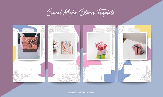 Cute Social media instagram stories template with organic shape  