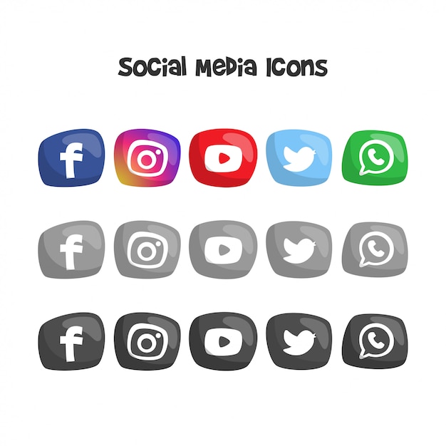 Cute social media logos and icons