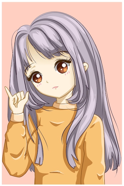 Cute and soft girl with yellow sweater illustration