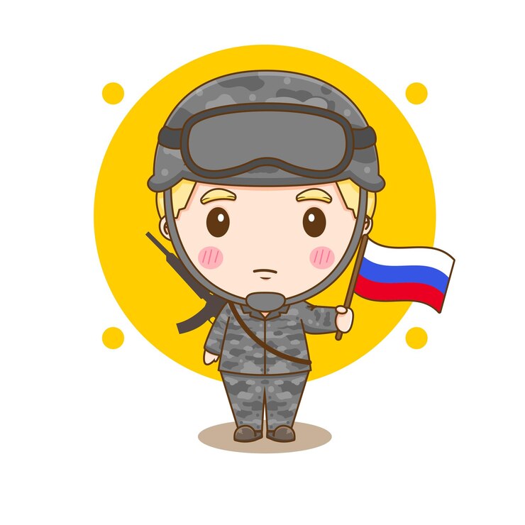 Вектор милый персонаж мультфильма чиби солдат