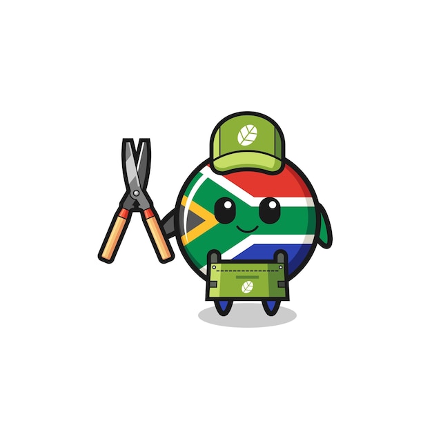 Vector cute south africa flag as gardener mascot