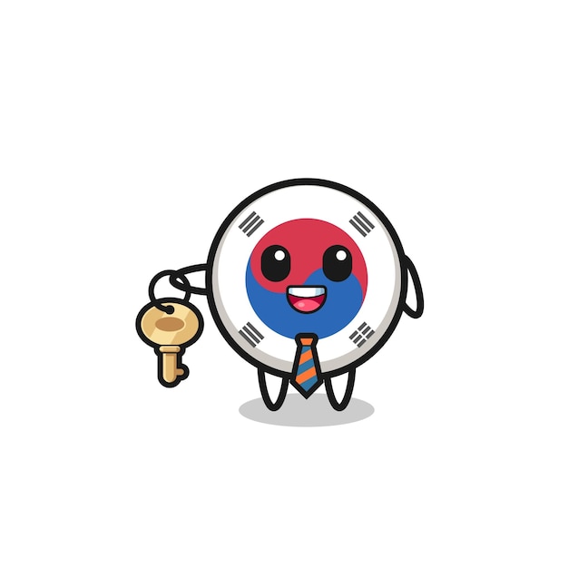 Cute south korea flag as a real estate agent mascot