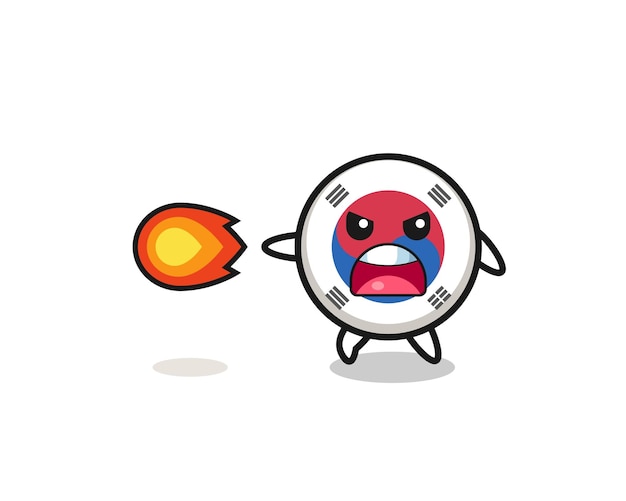 Cute south korea flag mascot is shooting fire power