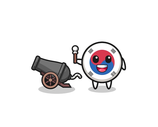 Vector cute south korea flag shoot using cannon