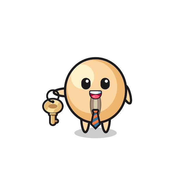 Cute soy bean as a real estate agent mascot