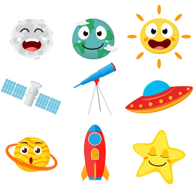 Cute Space cartoon collection set 