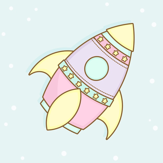 cute space rocket colorful and delicate kawaii girl