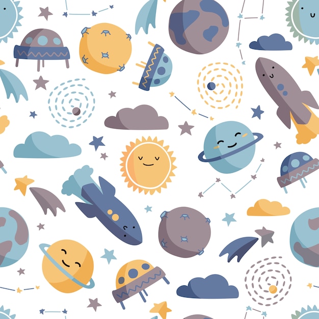 Cute space seamless pattern.