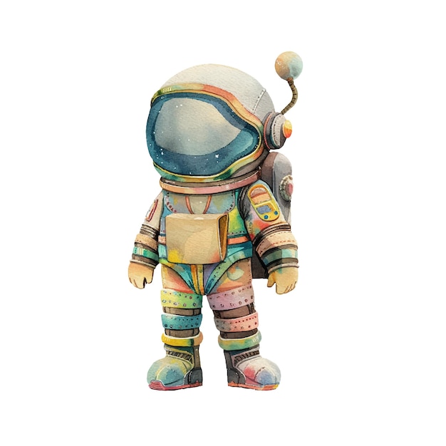 Vector cute space suit vector illustration in watercolour style