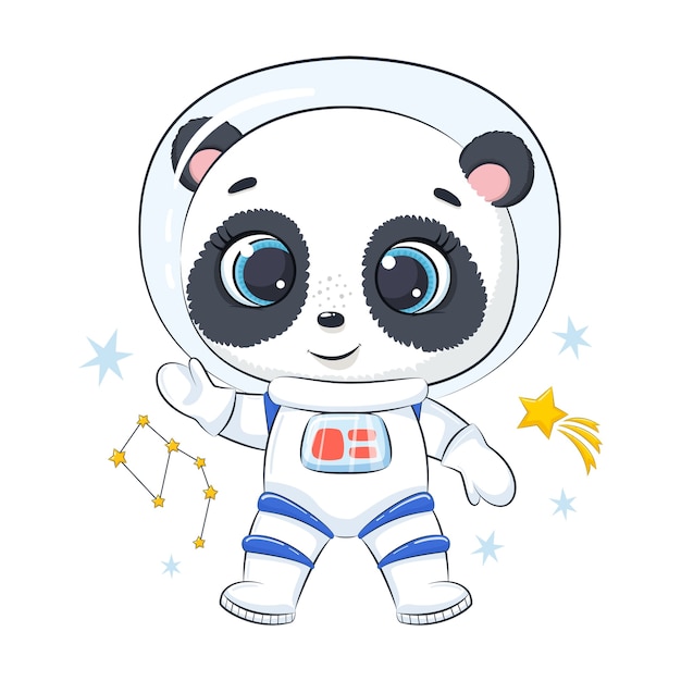 Panda di astronauta carino con le stelle.