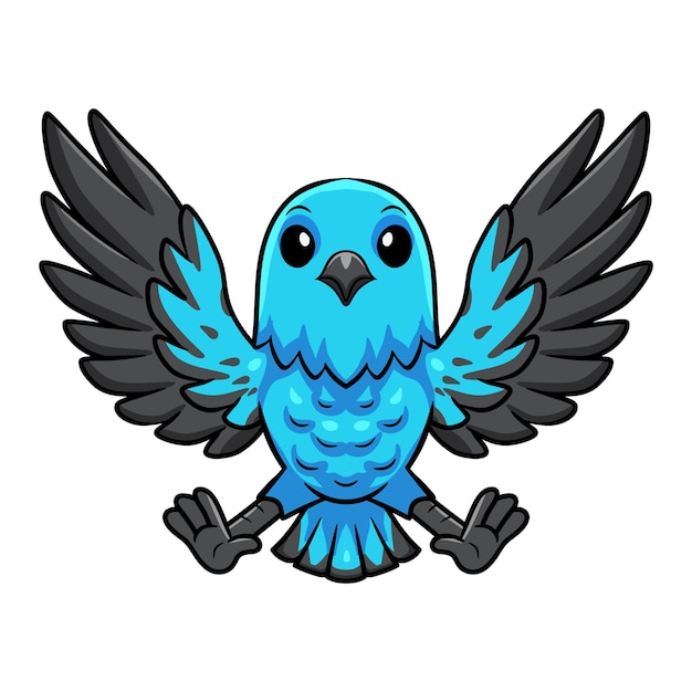 Vector cute spangled cotinga bird cartoon flying