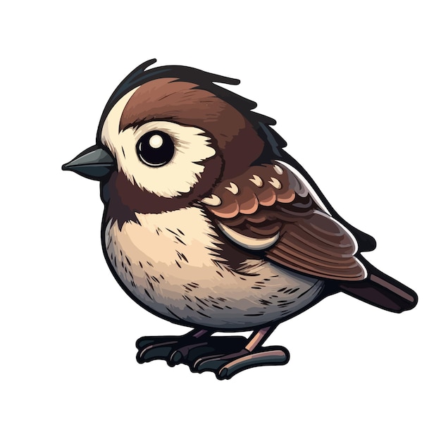 Cute sparrow cartoon style