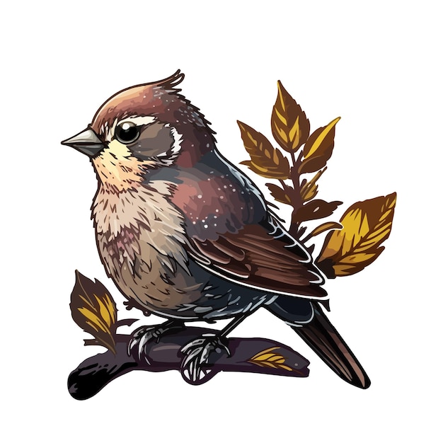 Cute sparrow cartoon style