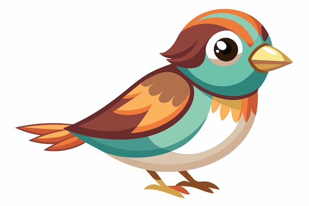 Vector cute sparrow chirpy gradient illustration in white background