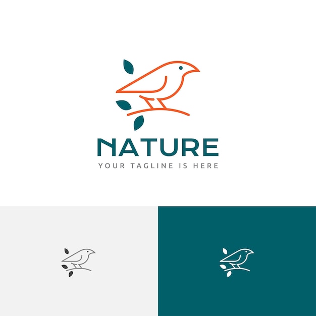 Cute sparrow little bird nature freedom peace line logo