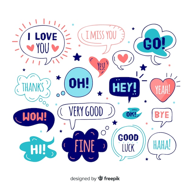 Cute speech balloons with different expressions