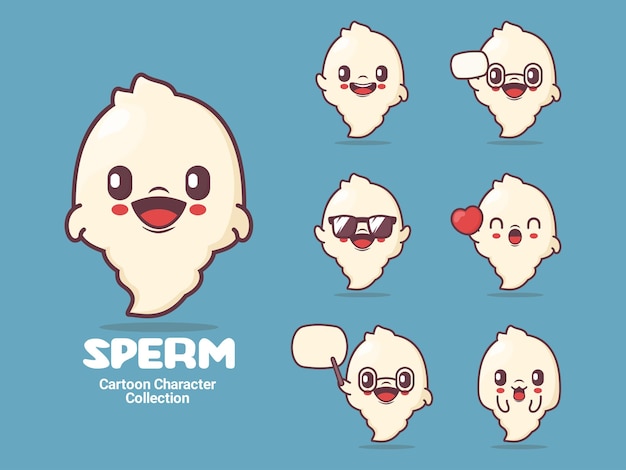 Cute sperm cartoon character vector illustration