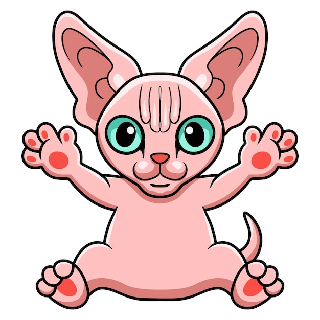 Cute sphynx cat cartoon sitting