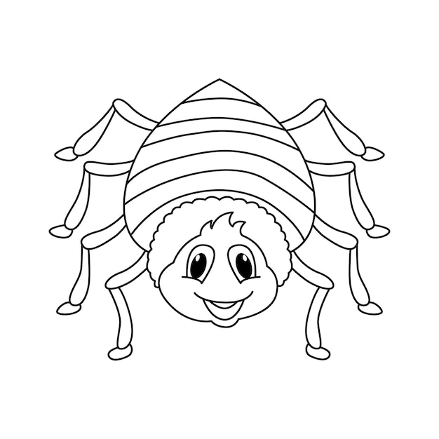 Cute spider cartoon coloring page illustration vector For kids coloring book