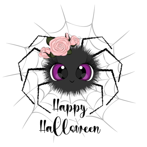 Ragno carino per la stampa di illustrazioni vettoriali di halloween