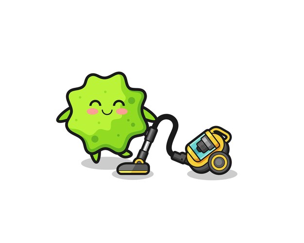 Cute splat holding vacuum cleaner illustration