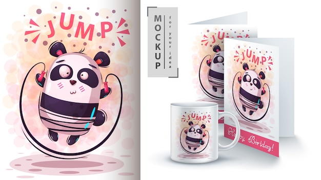 Simpatico poster e merchandising di panda sportivi