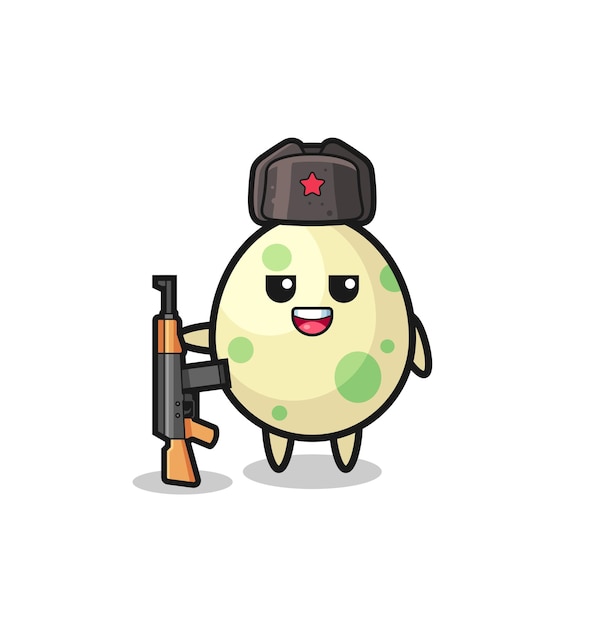 Cute spotted egg cartoon as Russian army , cute design