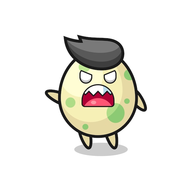 Cute spotted egg cartoon in a very angry pose
